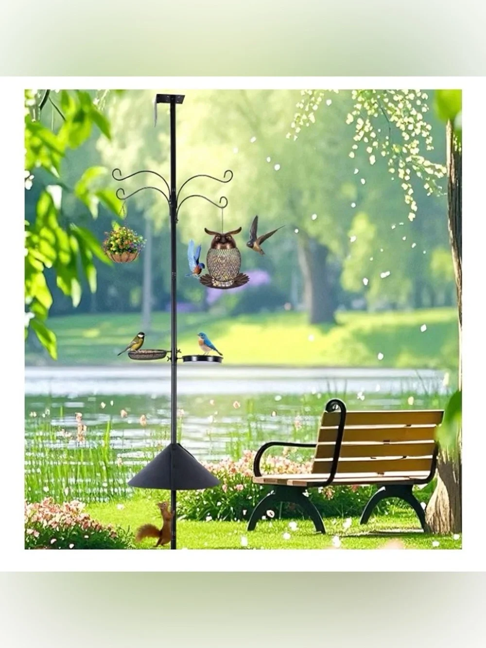 4 in 1-92 Inch Bird Feeder Pole with Squirrel Baffle With Bath, Food Tray,New